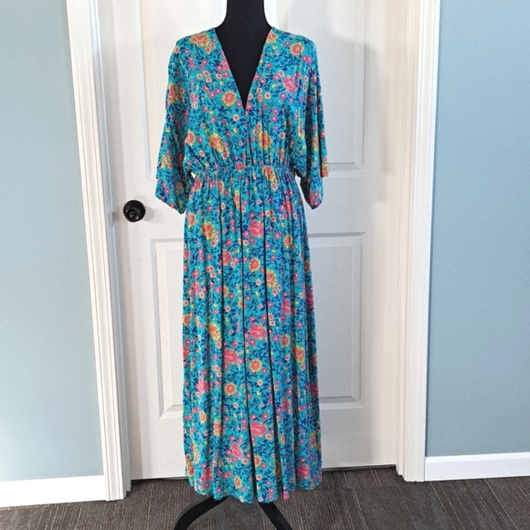 unbranded Dresses & Skirts - Floral Boho Boutique V-Neck Short Shelves Lightweight Flowy Airy Maxi Sundress